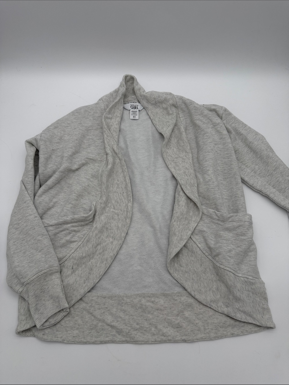 Athleta Light Heather Gray Open-Front Draped Cardigan